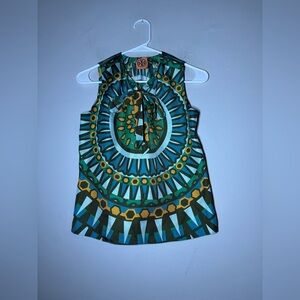 TORY BURCH 100% silk printed tied top size XS
